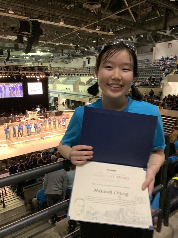 Hannah after becoming a Dean's list finalist.